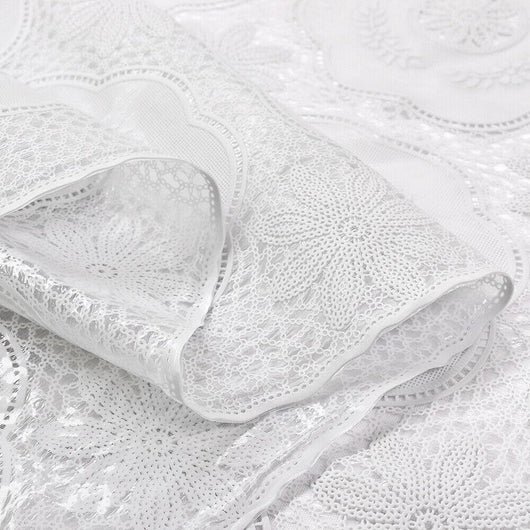 Tovaglia Plastificata 137x100 cm Ricamata Pizzo 3D Copritavolo Antimacchia Idrorepellente Dis.E