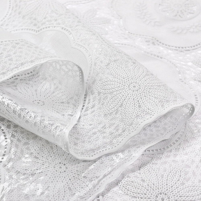 Tovaglia Plastificata 137x100 cm Ricamata Pizzo 3D Copritavolo Antimacchia Idrorepellente Dis.E