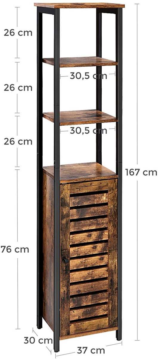 Colonna contenitore mobile alto per bagno soggiorno 37 x 30 x 167 cm stile industriale nero e marrone 12_0000823