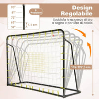 Set di Reti da Calcio 2-in-1 per Bambini: Ribalta e Porta da Calcio 187 x 122,5 cm, Set di Rete di Rimbalzo e Rete da Calcio Regolabile, Struttura in Metallo Robusto