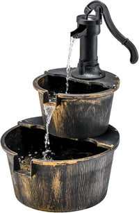 Fontana da Giardino a 2 Livelli, Fontana Rustica con Pompa Regolabile e Ricircolo di Acqua, Fontanella per Giardino Prato e Terrazza, 45,5 x 41 x 68 cm, Bronzo Antico