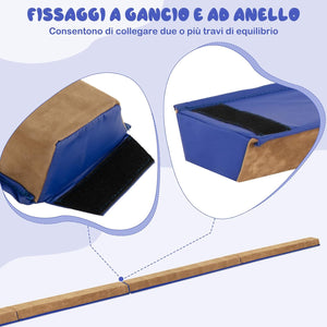 Trave da Ginnastica per Bambini Pieghevole 240 cm, Trave di Equilibrio Portatile conSuperficie in Pelle Scamosciata e Schiuma Morbida, Attrezzatura per Ginnastica a Casa