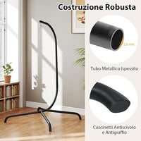 Supporto per Amaca a C, Base per Sedia Sospesa in Metallo Pesante con Gancio a Molla e Rotazione a 360°, Telaio per Amaca per Interni ed Esterni, Portata 180 kg