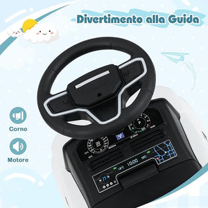 Macchinina Cavalcabile per Bambini, Macchina a Spinta con Clacson, Suoni del Motore e Spazio di Stoccaggio, Auto Giocattolo per Bambini da 1-3 Anni (Bianco)