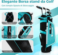Set di Mazze da Golf per Bambini 5-7 Anni, Set Allenamento Golf con Sacca, Fodera Impermeabile, Legno di Fairway 3, Ferro 7, Ferro S e Putter per Bambini e Bambine, Destrorso