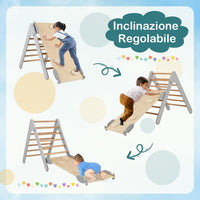 3 in 1 Arrampicata Giocattolo a Triangolo per Bambini, Set di Arrampicata con Rampa di Scivolo a 2 Lati e Inclinazione Regolabile, Arrampicatore per Bambini 1 Anno+ (Grigio)