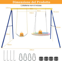 Set Altalena da Giardino,Struttura di Metallo per Altalena con 1 Sedile Altalena in EVA Morbido e 1 Altalena Nido,Struttura ad A Resistente per Altalena,Capacità 300kg,ideale per parco,giochi