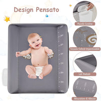 Fasciatoio Neonato Pieghevole, Fasciatoio Portatile con Altezza Regolabile a 3 Livelli, Fasciatoio Neonato con Ruote di Bloccabili, Ripiano, Porta Asciugamani, Cestino di Rifiuti (Grigio)