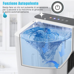 Macchina del Ghiaccio 15kg/24h, Fabbricatore di Ghiaccio con Funziona Autopulizia e Touch, Schermo a LED, Ideale per Casa Ristorante e Bar (Bianco)
