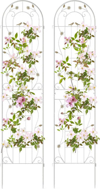 Grigliati per Rampicanti 180 x 50 CM, Set di 2 Tralicci di Metallo Antiruggine per Piante Rampicanti, Rose e Verdure, Decorazione Esterna per Giardino, Cortile e Patio (Bianco)