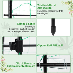 Traliccio per Piante Rampicanti ad Arco 179 x 180 cm, Trellis Alto a Forma di U per Cetrioli da Letto Rialzato con Rete, Supporto per Piante all'Aperto per Frutta e Fiori
