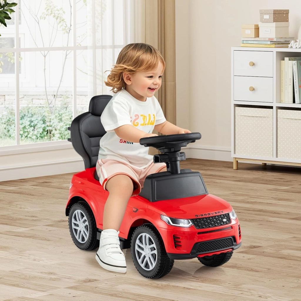 3 in 1 Auto a Spinta, Macchinina a Pedale con Manico Removibile e Paracolpi, Clacson e Suodo di Avvio, Macchina Cavalcabile per Bambini 18-36 Mesi (Rosso)