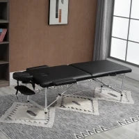 Lettino Massaggio Pieghevole Professionale, Lettino per Massaggio con Altezza Regolabile e Borsa di Trasporto per Estetista e Terapista, Nero