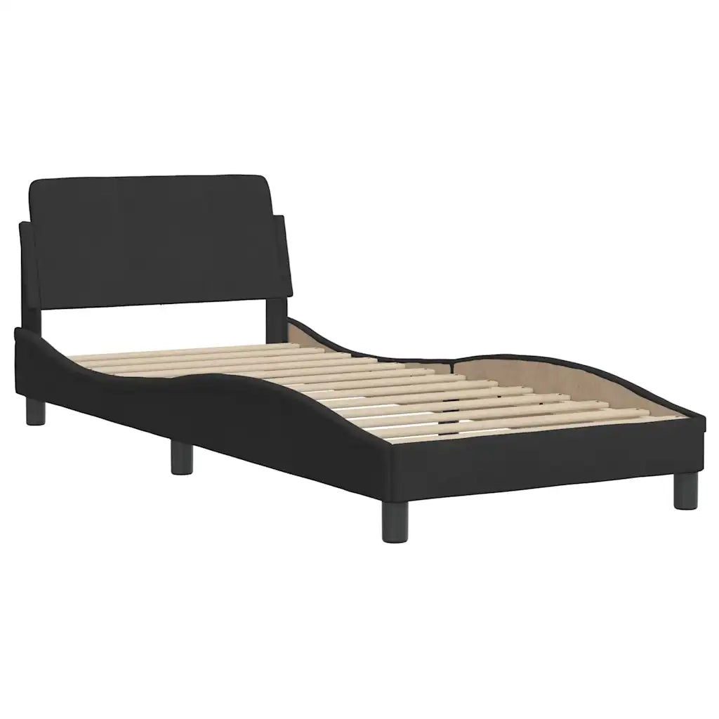 Giroletto con Testiera-Struttura Letto con testiera Dover Nero 90x200 cm Velluto