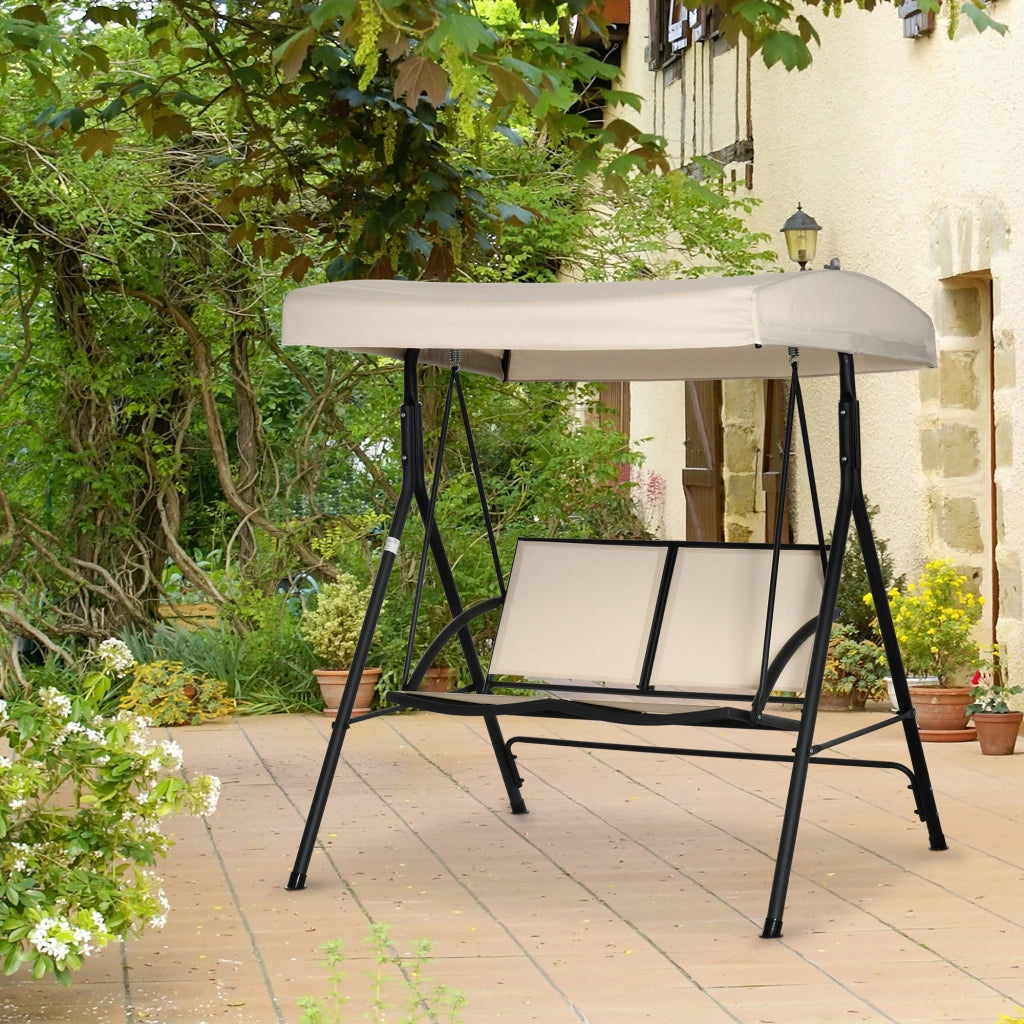 Altalena da Giardino 2 Posti con Tetto ¨C zephmum ¨C Beige 140x118x162 cm