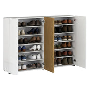 Mobile Portascarpe Palasio, Scarpiera 40 Paia Made in Italy, 160x34x115h cm Bianco Lucido