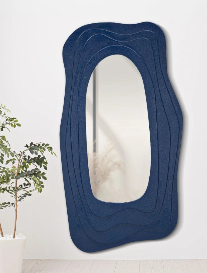 Specchio da Muro Dafne Blu 90x4x165 cm in MDF e Specchio Blu