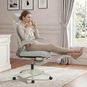 Sedia da ufficio ergonomica pieghevole con supporto lombare, poggiatesta 3D e funzione di inclinazione in schiuma grigio