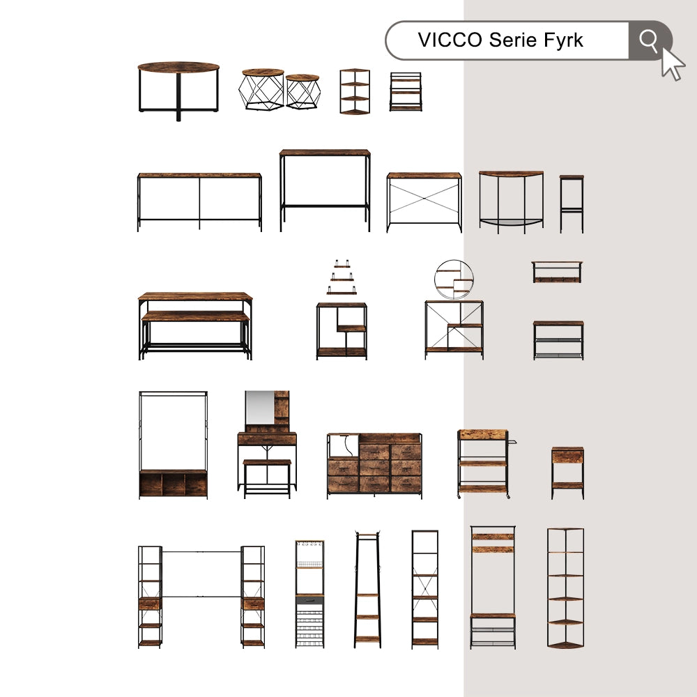 Vicco Comodino Rovere rustico/nero Set di 2