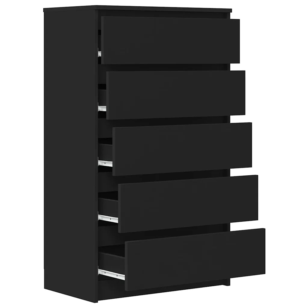 Cassettiera Nera 60x36x103 cm in Legno Multistrato