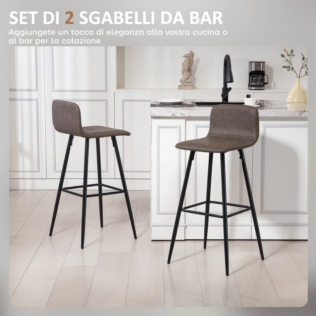 Sgabello Bar con Schienale ¨C Zephmum ¨C Marrone Scuro