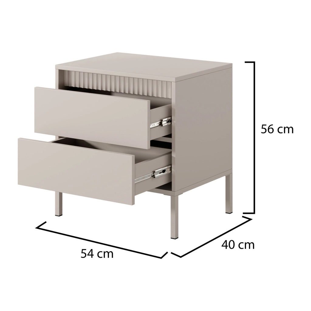 Gasalisa, Comodino 2 Cassetti, 54x40x56h cm Beige
