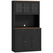 Mobile Cucina Multiuso Dispensa con Mensola e Foro Passacavi 100x40x180 cm in MDF Nero
