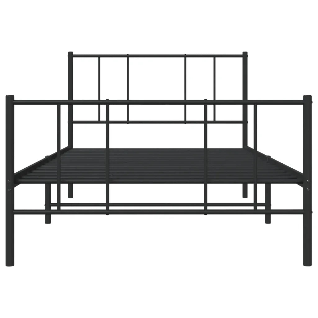 Giroletto con Testiera e Pediera Metallo Nero 100x200 cm 352493