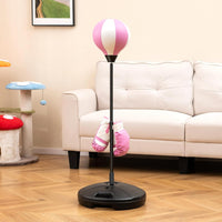 Sacco da Boxe per Bambini Altezza Regolabile, Punching Ball per Bambini con Guantoni, Palla di Pugilato da Terra con Base Stabile Riempibile con Acqua o Sabbia