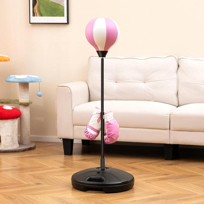 Sacco da Boxe per Bambini Altezza Regolabile, Punching Ball per Bambini con Guantoni, Palla di Pugilato da Terra con Base Stabile Riempibile con Acqua o Sabbia