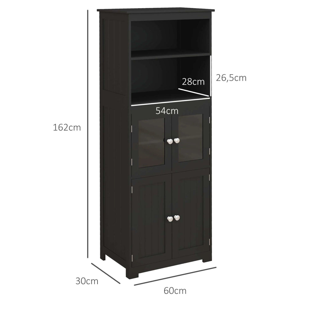 Armadio con 4 porte e ripiani ¨C zephmum ¨C nero 60x30x162 cm
