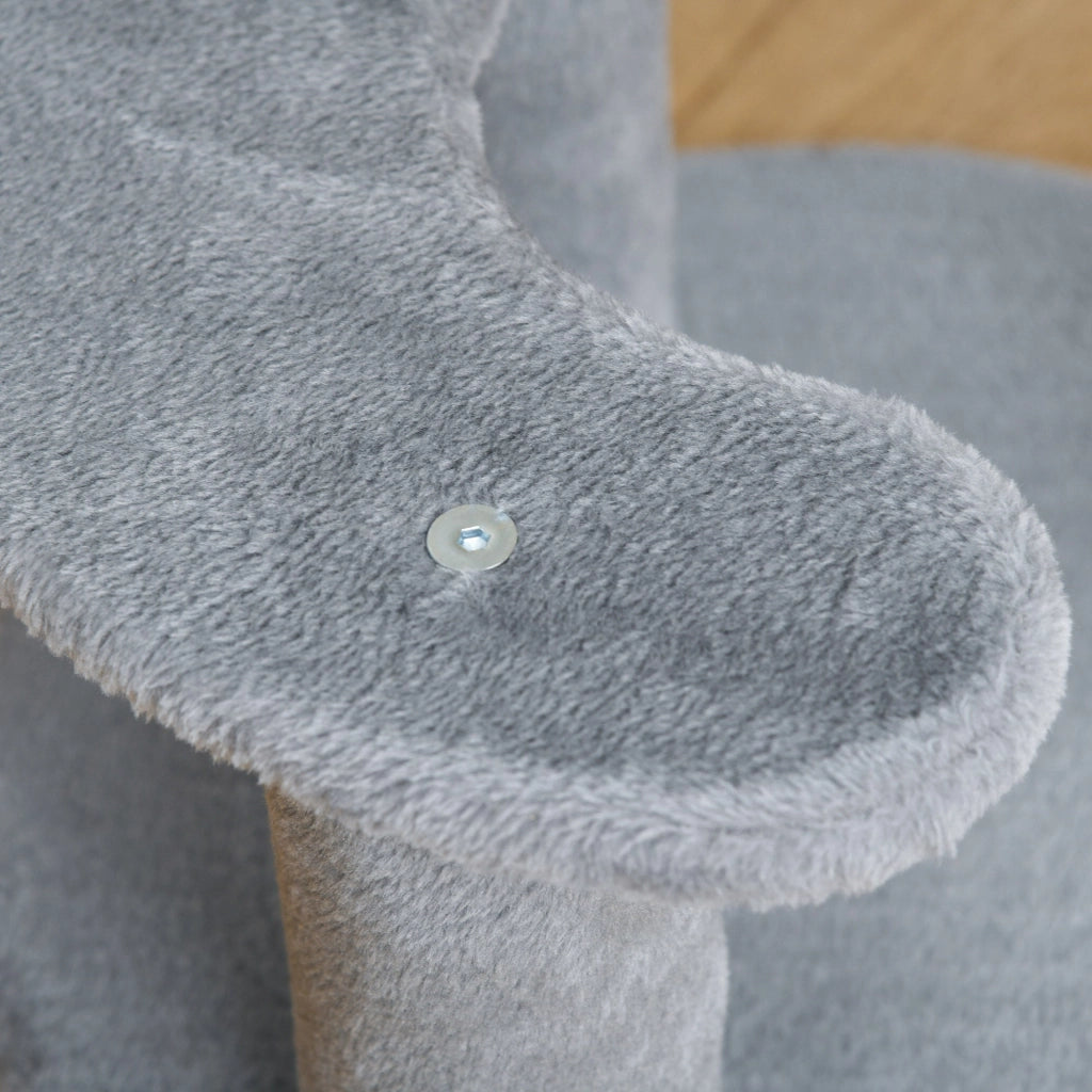 Albero Tiragraffi Gatti a 3 Livelli in Peluche Sisal Naturale Grigio Ø40x65 cm