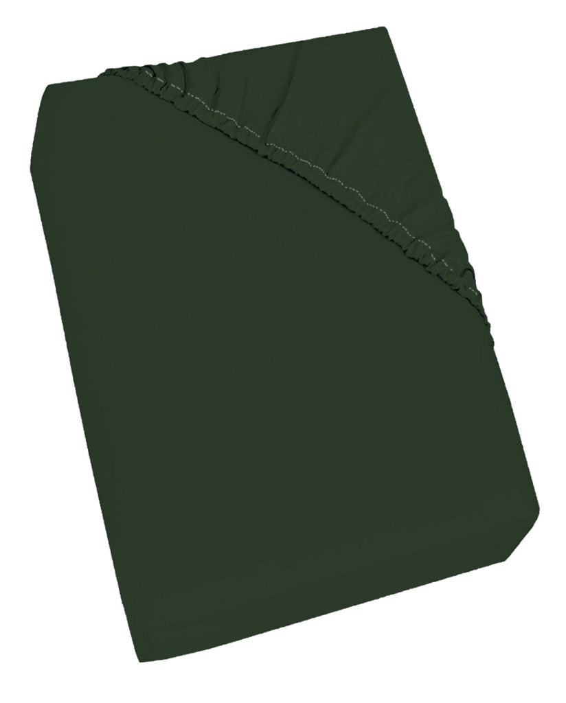 Lenzuolo Sotto Singolo con Angoli ed Elastico in Cotone Verde Oliva