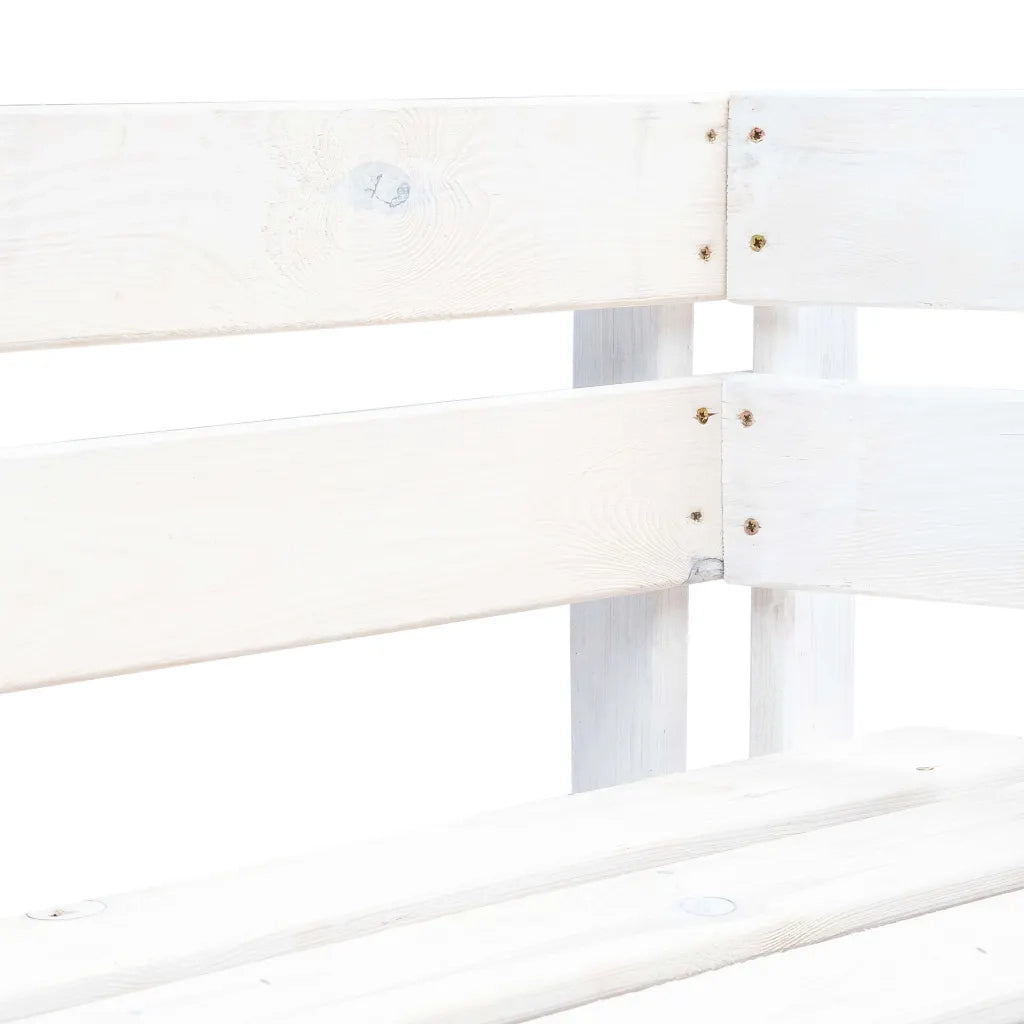 Panca Angolare da Giardino su Pallet in Legno Bianca 45760