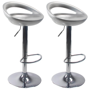 Set 2 Sgabelli con Alzata a Gas e Seduta Girevole in ABS Seattle Silver Lucido