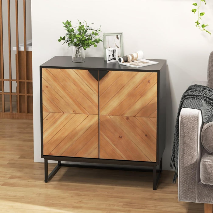 Credenza buffet-Armadio da cucina con storage con piedini antiscivolo per soggiorno, Tavolino con ante e ripiano Nero