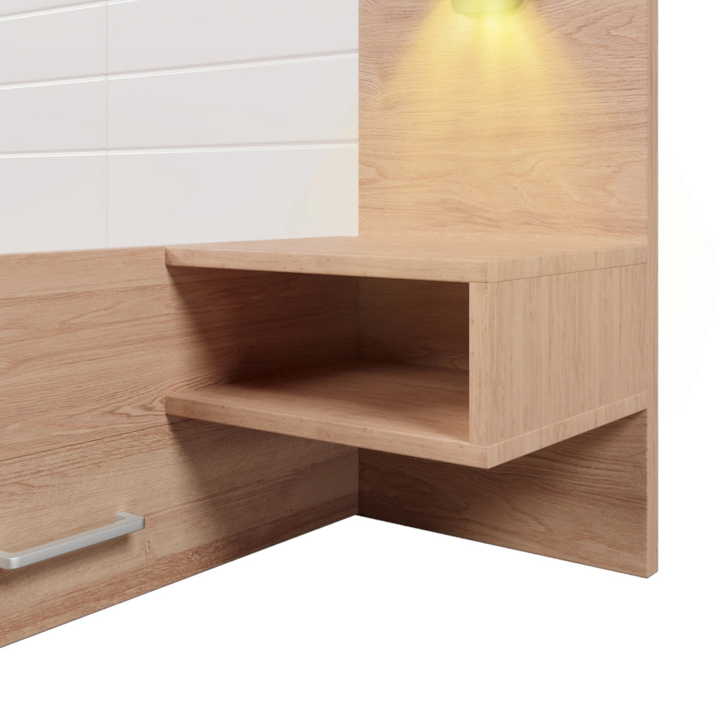 Letto matrimoniale 160x200 cm con luci da lettura, USB e 2 cassetti