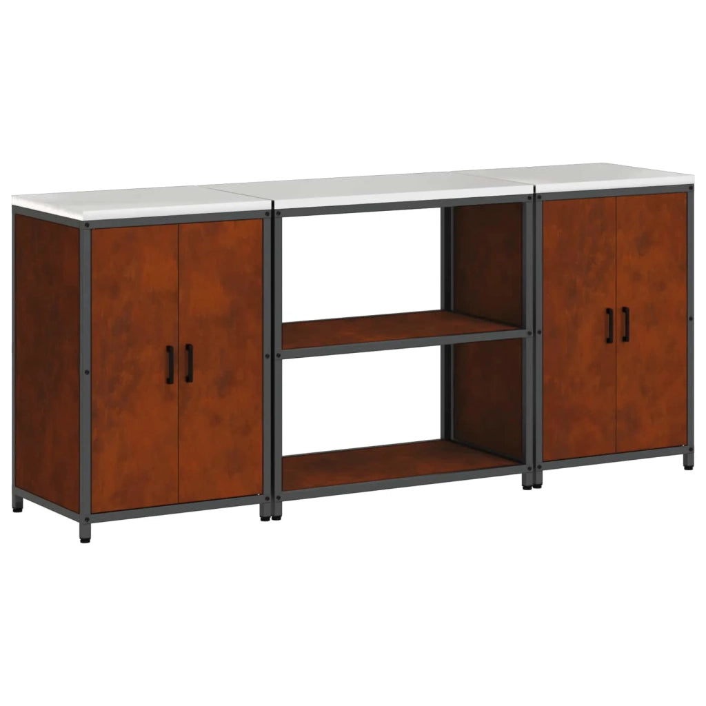 Set di Stoccaggio per Cucina con lo scaffale 3 pcs Ruggine