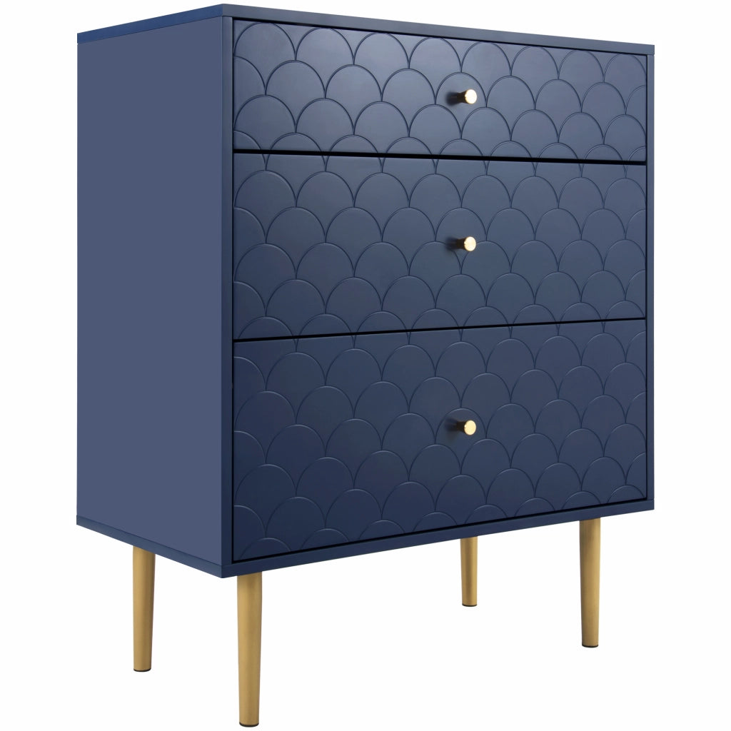 Comodino Cassettiera a 3 Cassetti con Gambe Alte in Metallo per Camera e Salotto 75 × 40 × 89 cm