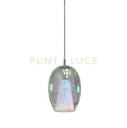 IRIDE-G Sospensione 1 luce con struttura cromo e vetro iridescete attacco E27 senza base diam.24cm