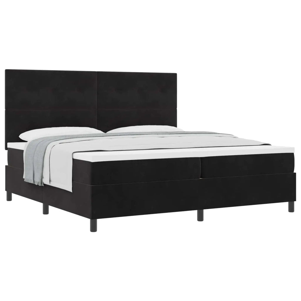 Letto a molle con materasso Nero 200 x 200 cm Velluto 3339856