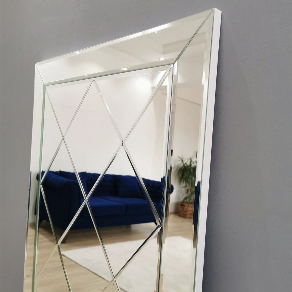 Rosazza, Specchio Dettagli Geometrici, 130x65h cm Argento