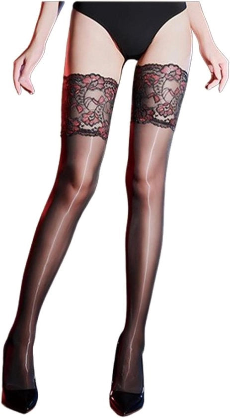 Sierkant per stiletto - Translucido lucido - Resistente alle scuffie - Banda elegante ampia decorativa - Calza sexy con disegno - Calze alta vita di seta - Cintura senza scivolate - Materia fine e soffice - Senza aderenza.