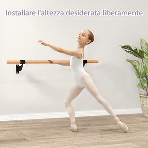 Sbarra Danza Classica da Parete, Barra per Balletto Singola, Idelae per Yoga, Stretching, Allenamento e Pose di Balletto, 120 x 15,5 x 31 cm