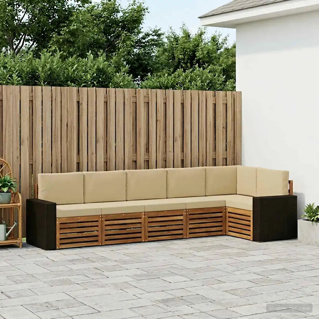 Set divano sezionale con cuscino 6 pcs Naturale e Beige