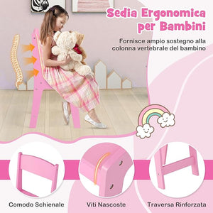 Toeletta Trucco 2 in 1 per Bambina, Specchiera Staccabile per Ragazza in Legno Robusto con 4 Cassetti in Tessuto, Sgabello e Specchio, Postazione Trucco per 3 Anni, 104 x 40 x 117 cm (Rosa)