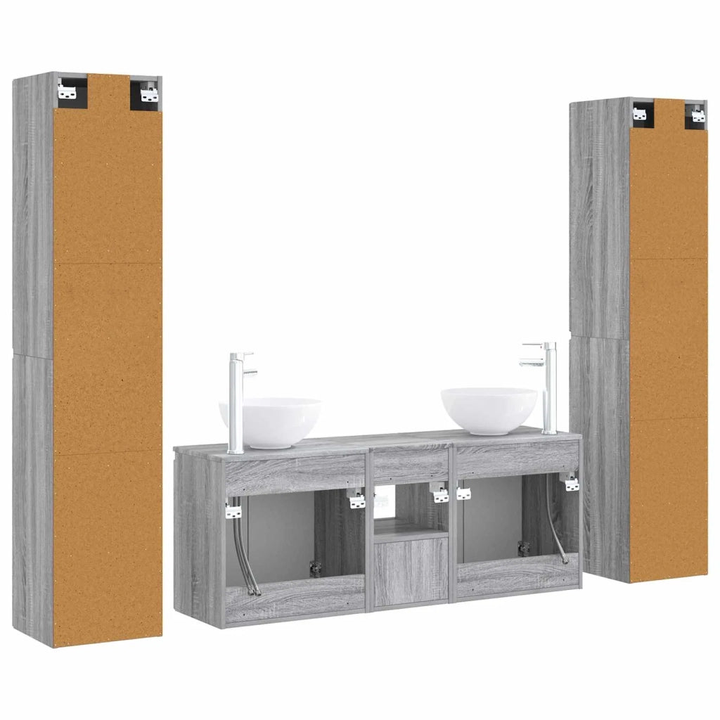 Set di mobili per il bagno 5 pz Sonoma grigio 3406029