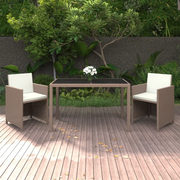 Set da Pranzo da Giardino 3 pz con Cuscini in Polyrattan Beige 3095494