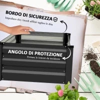 Set di 2 Letti per Orto Rialzato con Fondo Aperto in Acciaio Galvanizzato, 100x60x30cm, Grigio