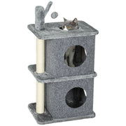 Albero per gatti 3 livelli con nicchie e palla ¨C zephmum ¨C 43x33x80 cm grigio scuro